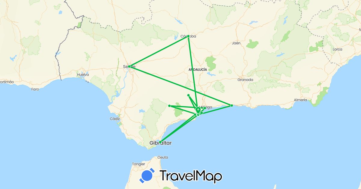 TravelMap itinerary: bus in Spain, Gibraltar (Europe)